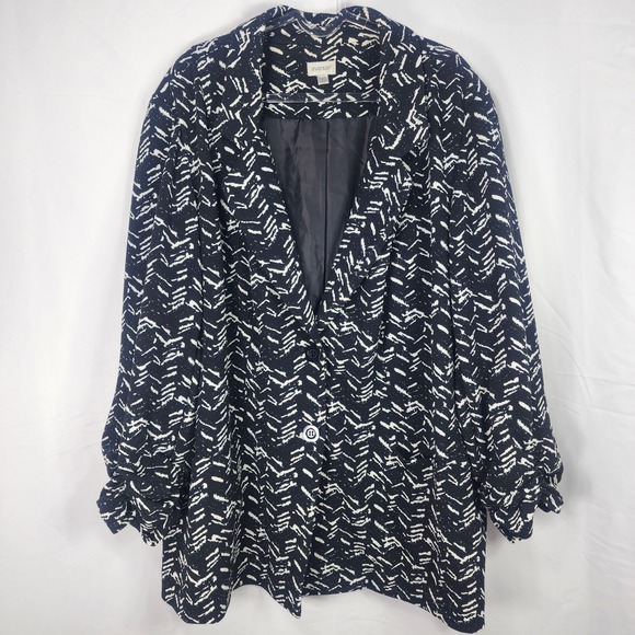 Avenue Jackets & Blazers - Y2K Avenue Black Print Blazer Jacket Plus 26 28 Office Resortwear Stretch Travel